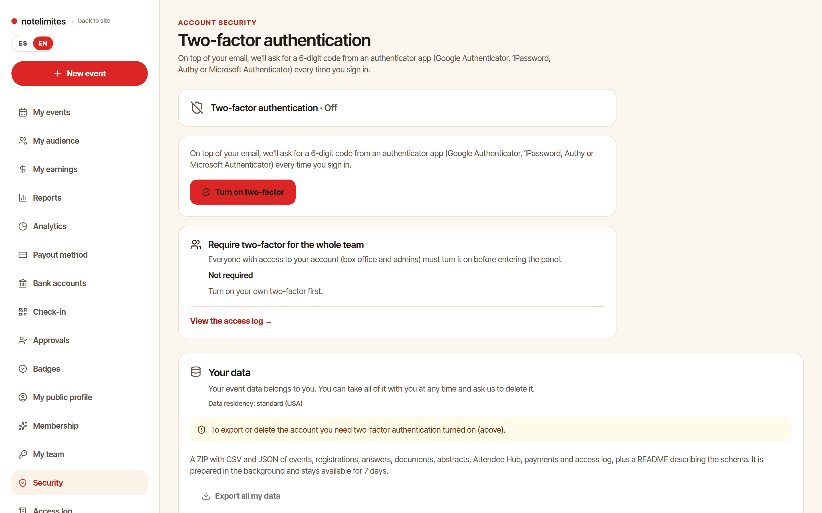 Two-factor authentication (2FA)