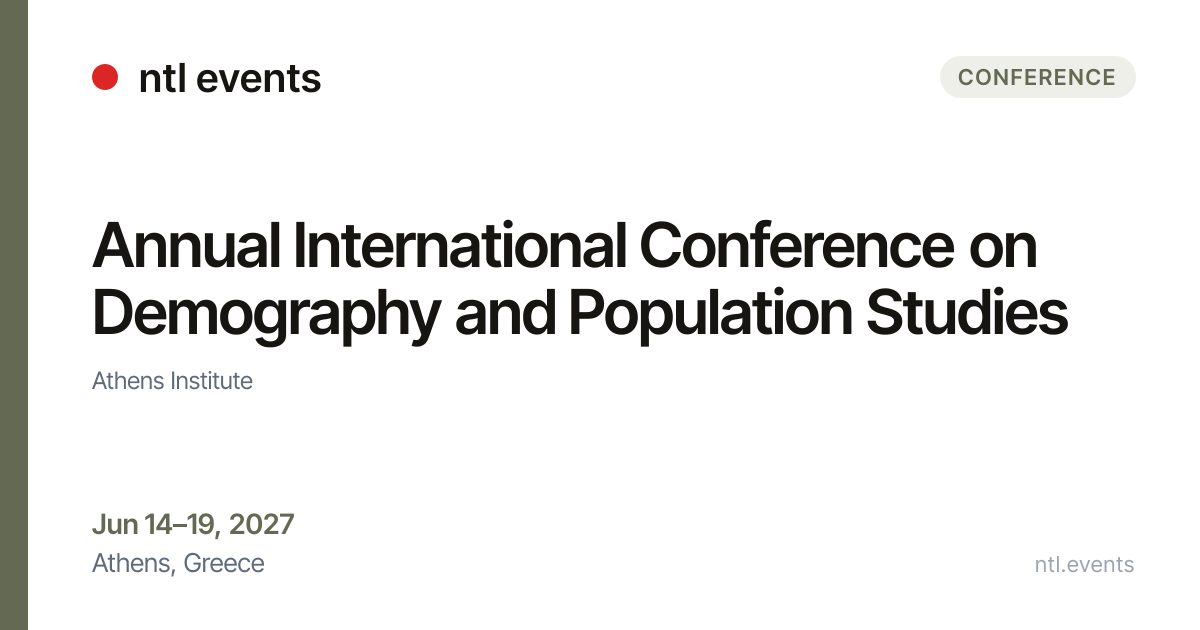 Annual International Conference on Demography and… | NTL Events